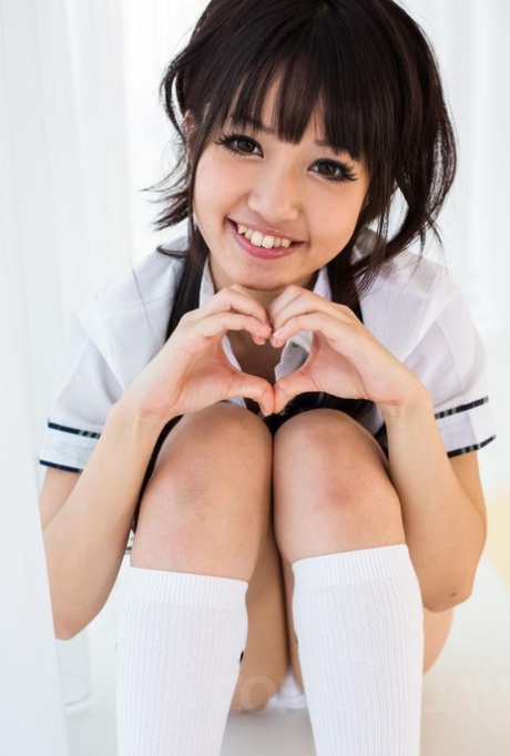 Adorable Japanese student Kotomi gives a blowjob in POV mode