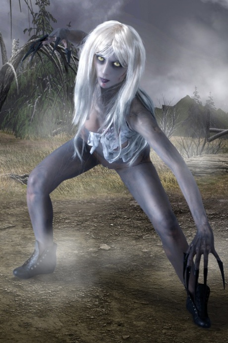 Solo model exposes her tits and ass while wearing Left 4 Dead cosplay attire
