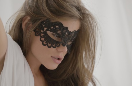 Hot girl Caprice wears a masquerade mask during sexual intercourse