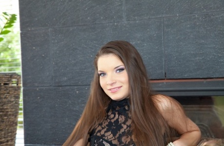 Sweet teen Anita Bellini gets ass fucked while sucking cock at the same time