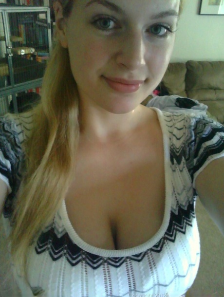 Blonde girl takes non nude selfies in various places around her house