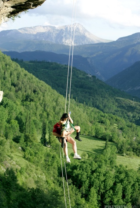 Hot Asian mountain climber sucks her guide's hard to get rescued