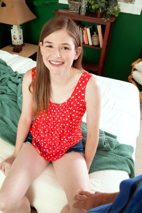 Cute teen Lara Brooks grabs her tight butt before a breast grope