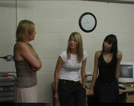 Misbehaving female students have their asses spanked by men and women