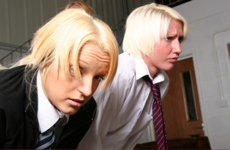 Bad girls have their asses turned red by headmistress with panties pulled down