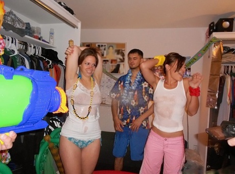 Hot Amberr's coed graduation party turns into massive drunk orgy
