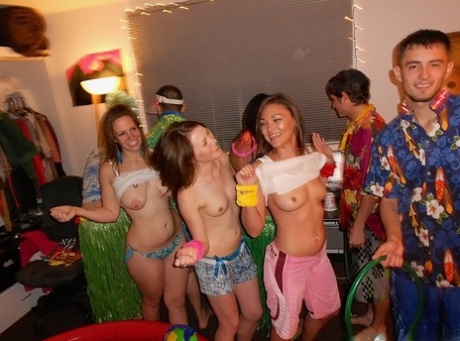 Hot Amberr's coed graduation party turns into massive drunk orgy