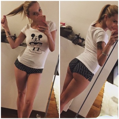 Hot and beautiful Angel Piaf takes a self shot to capture her firm sexy ass