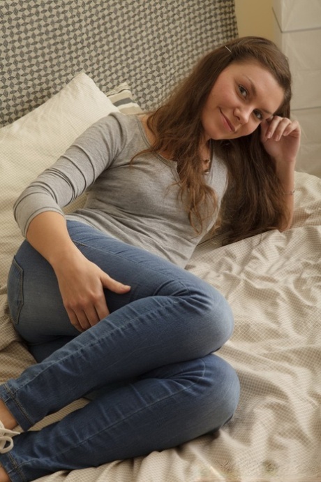 Sweet teen is talked into removing her clothes and fucking POV style