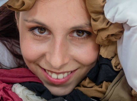 Beautiful girl Antonia Sainz covers herself in hose before donning a strapon