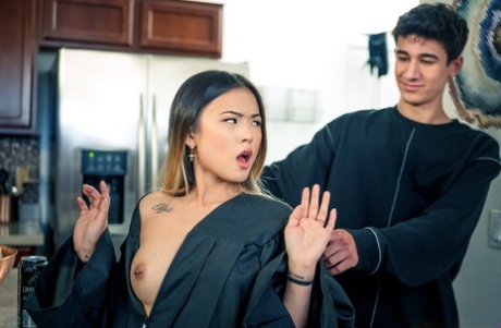 Asian stepsisters Hime Marie & Lulu Chu treat a boy to a threesome