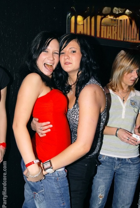 Horny party girls peel at the club for hot mouthful while stripper sucking