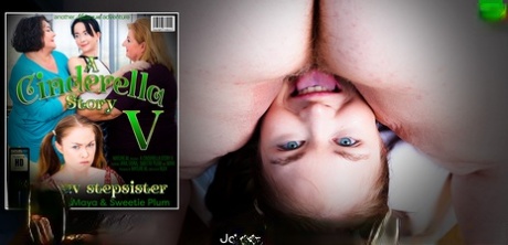 Obese old women have a lesbian foursome with slim young girls on a bed