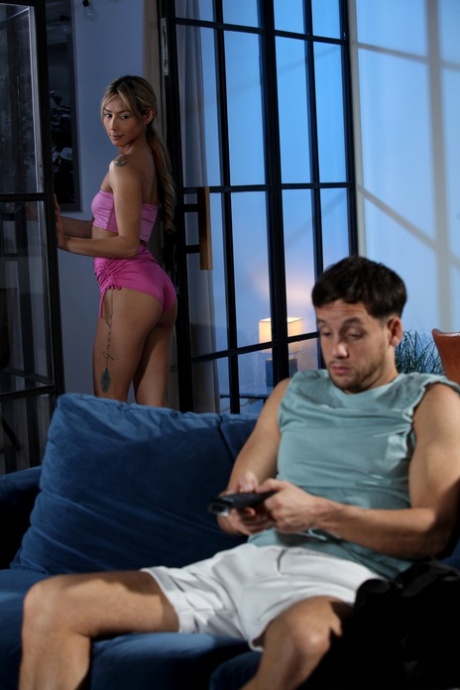 Skinny Latina woman Veronica Leal has sex with her stepson on a bed