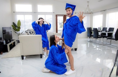 Liz Jordan & Hailey Rose celebrate graduating with a hardcore threesome