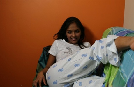 Sexy Divya teases her boyfriend by playing with her firm boobs