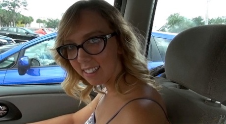Beauty in glasses Chase is talking and playing with her nipples