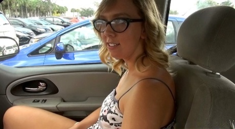 Beauty in glasses Chase is talking and playing with her nipples