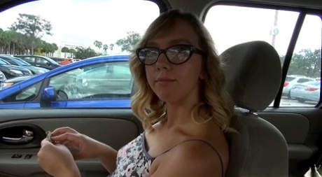 Beauty in glasses Chase is talking and playing with her nipples