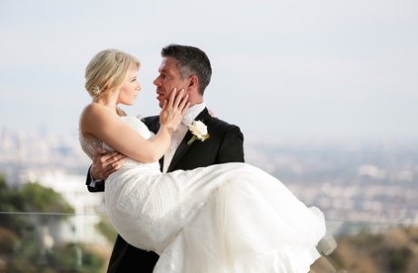 Hot blonde Anikka Albrite consummates her marriage vows after getting married
