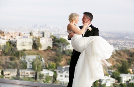 Hot blonde Anikka Albrite consummates her marriage vows after getting married
