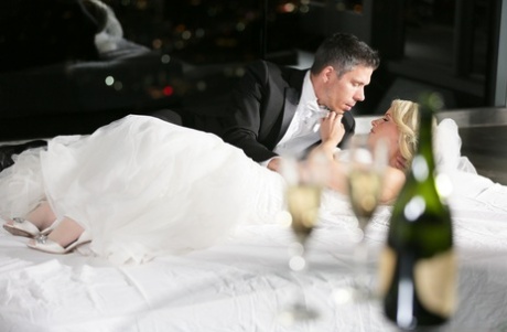 Hot blonde Anikka Albrite consummates her marriage vows after getting married