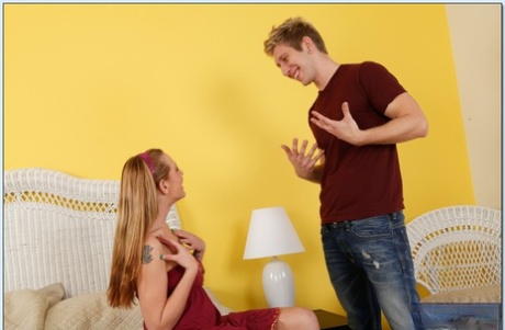Busty teen babe Lizzy London gets her tight pussy drilled by a big cock