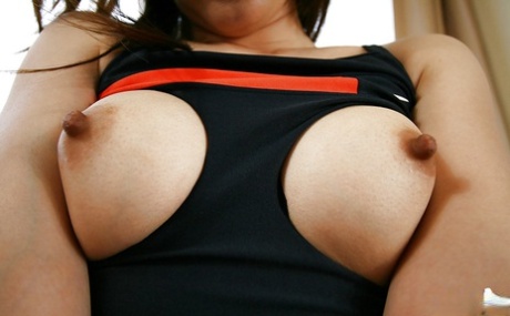Smiley asian sweetie gets her sport outfit ripped and exposes her titties