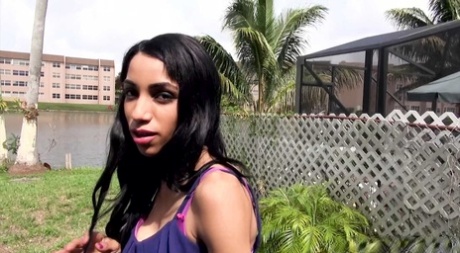 Brunette hitchhiker Ginger Bytes has wild sex with a hung stranger