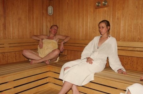 Chubby amateur European ladies relaxing and taking baths at the spa