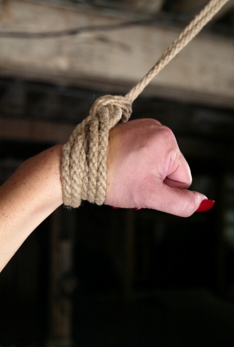 Curvy costumed Christina Carter gets ball gagged & tied up for BDSM fingering