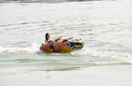 Sizzling girlfriend Lilu Moon gets her muff banged on a boat by her boyfriend