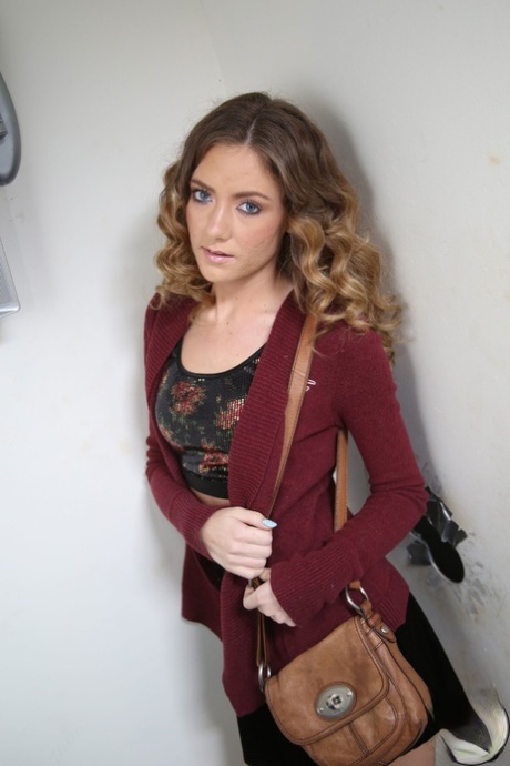 Blue eyed beauty Alison Faye strips panties for gloryhole black meet sucking