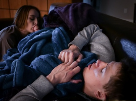 Hot teen Danni Rivers bangs her step brother on the couch during power outage