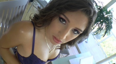 Brunette American pornstar Abella Danger pegging a kinky guy with a strap-on