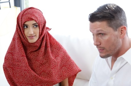 Hijab wearing babe and her dark haired friend getting horny with hot dude