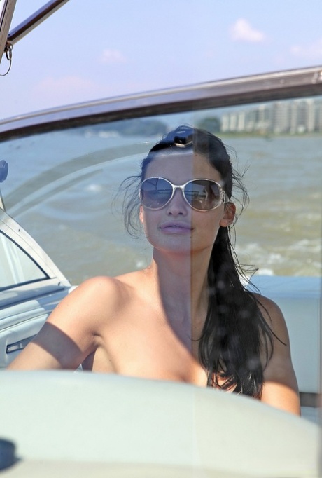 Big boobed Hungarian gold digger Aletta Ocean taking a piss on boat