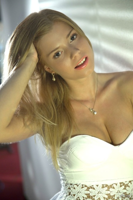 Czech teen with small tits Chrissy Fox touches her tasty vagina in a solo