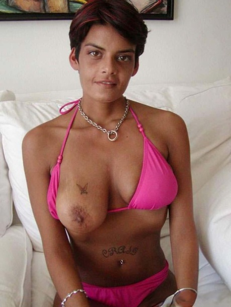 Busty Latina Thalia sucks a large dick and has rough protected sex