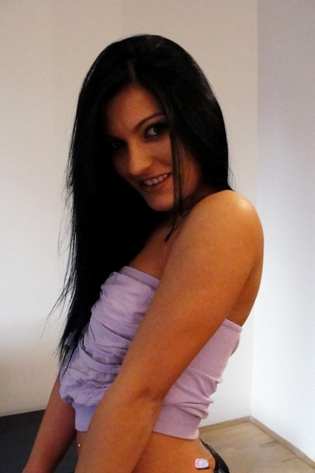 Cute Romanian babe Honey Demon strips naked and blows cock in POV action
