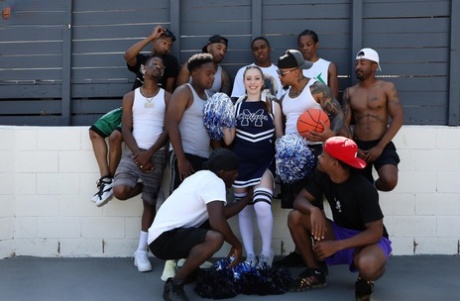 Teen cheerleader Arietta Adams gets nailed in an interracial gangbang