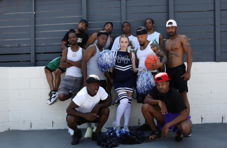 Teen cheerleader Arietta Adams gets nailed in an interracial gangbang