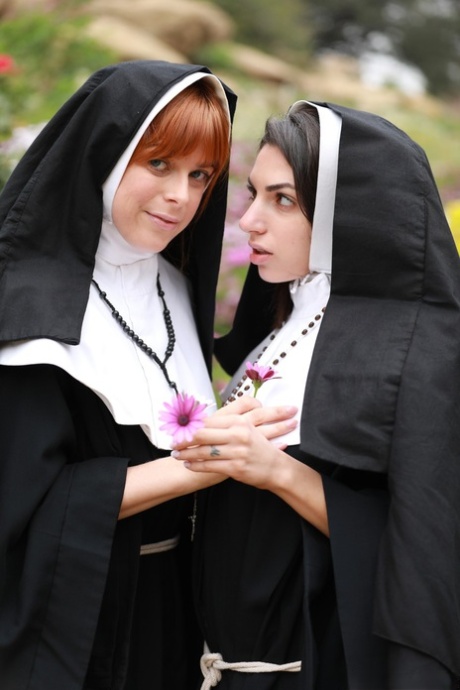 Sinful nuns with juicy boobs Penny Pax & Darcie Dolce lick each other's cunts
