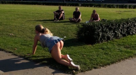 Blonde lady with big tits Jagdelfe gets bound & humiliated by a wild couple