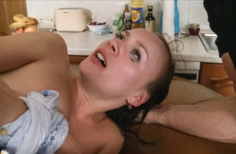 Sexy petite teen Polly Sunshine gets fucked anally in a rough gangbang