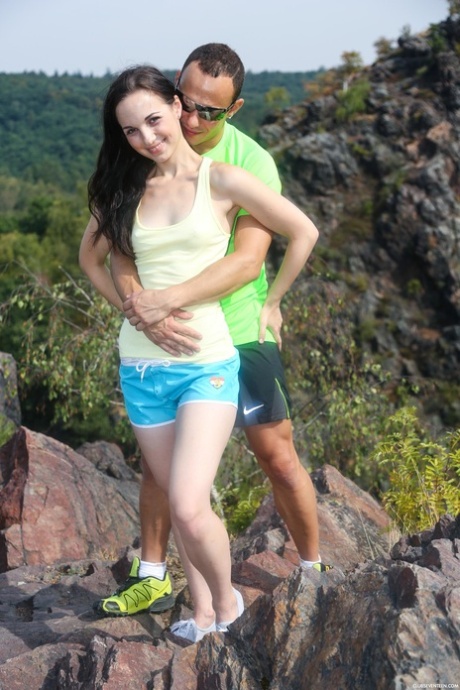 Czech teen Kristy Black gets finger fucked & dicked on a mountaintop