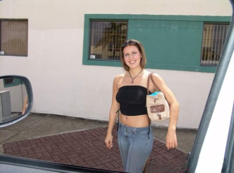 Amateur stunner Megan fucks a big dicked stranger in a van & gets a facial