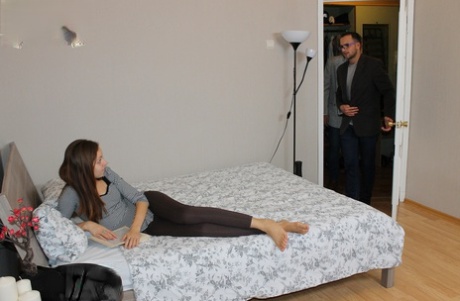 Tall Russian teen Elisaveta Gulobeva cuckolds her boyfriend with a teacher