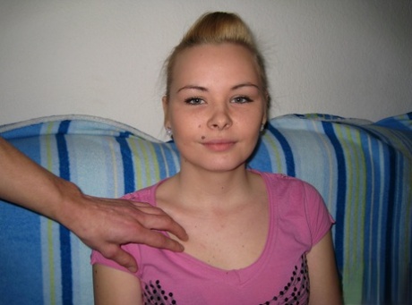 Amateur teen Maggie shows her tiny tits and rides a stiff rod in POV