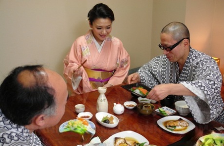 Shy Japanese wife Minako Uchida gets stripped & fucked by two perverts